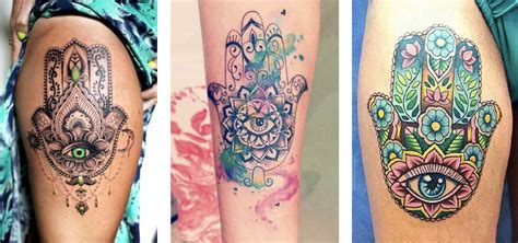 galleria fotografica di tatuaggi della Mano di Fatima su diverse parti del corpo