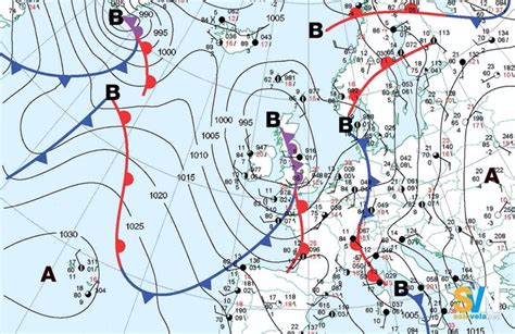 Carta sinottica delle pressioni atmosferiche sull'Italia centrale