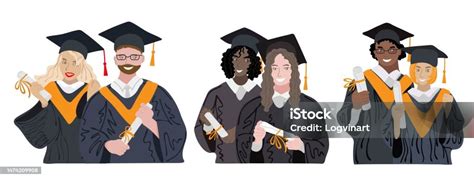 Illustrazione di studenti che ricevono diplomi e partecipano a conferenze, simboleggiando la crescita accademica e spirituale.