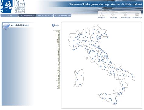 Mappa degli Archivi di Stato in Italia