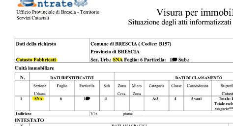 Sezione di un antico registro catastale