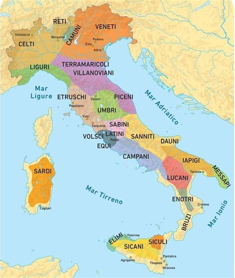 Mappa storica dell'area di Pergola con i riferimenti ai popoli antichi