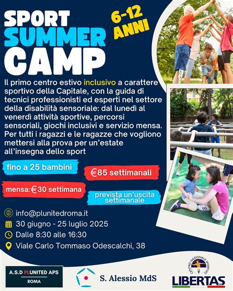 Infografica con diverse attività sportive del camp estivo