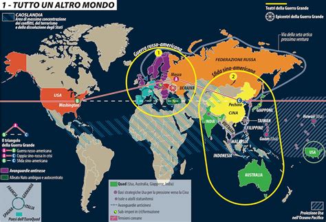 mappa geopolitica mondiale che evidenzia le aree di conflitto e influenza