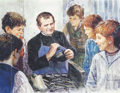 Illustrazione o foto di Don Bosco con i ragazzi nell'oratorio