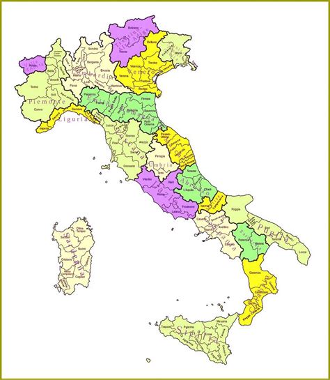 Mappa dell'Italia con indicazione delle province coinvolte nell'operazione 