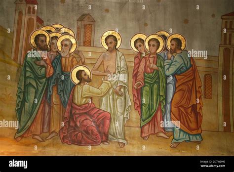 Affresco raffigurante l'incontro di Gesù con i bambini