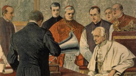 Illustrazione storica di un Pontefice con i suoi referendari