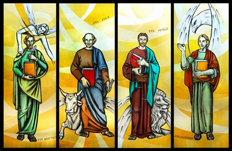 Illustrazione dei quattro evangelisti con i loro simboli