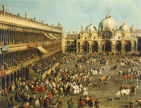 illustrazione storica di una caccia al toro in piazza o anfiteatro