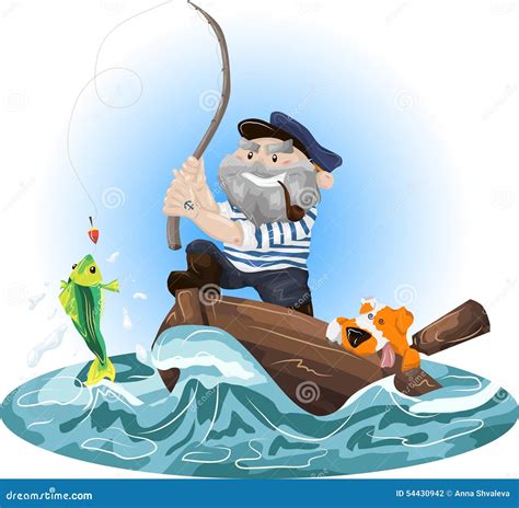 Illustrazione di un pescatore in tempesta con la visione della Madonna