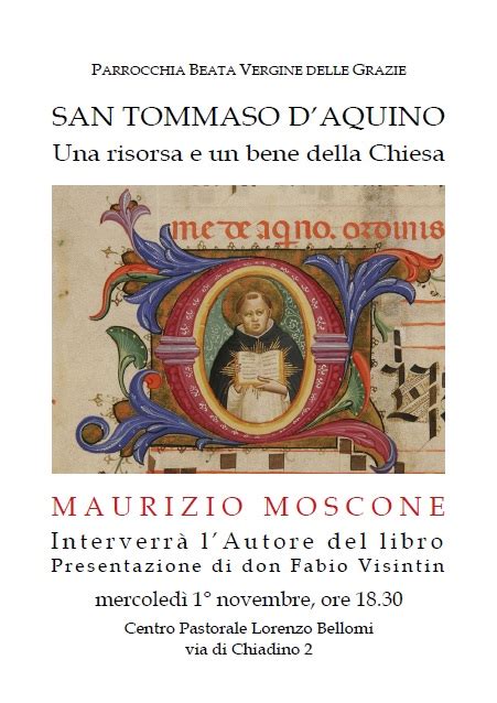 Illustrazione di un manoscritto medievale raffigurante san Tommaso d'Aquino intento nella redazione di un commentario.