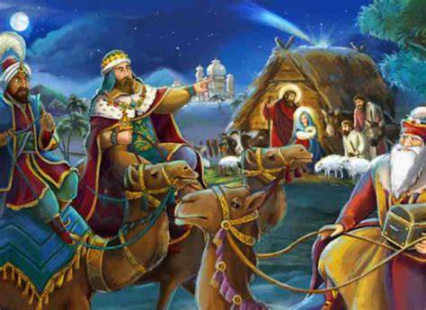 rappresentazione dei Magi che offrono i doni a Gesù Bambino