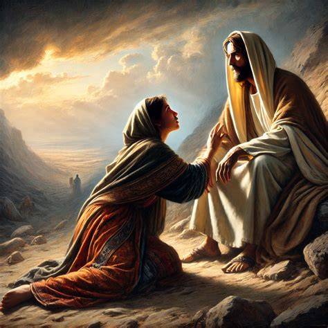 Gesù incontra la donna Cananea, illustrazione biblica