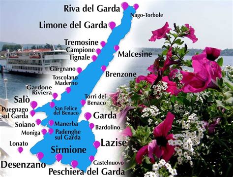 Mappa del Lago di Garda con evidenziate le principali località turistiche
