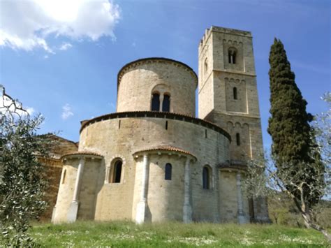 Mappa schematica del percorso da Pienza all'Abbazia di Sant'Antimo con i borghi intermedi