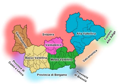 Mappa storica della Valtellina che mostra la posizione di Cino e Mantello