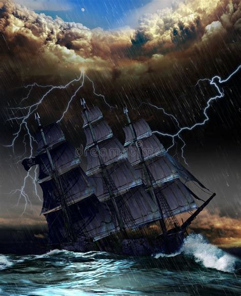 illustrazione di una persona che affronta una tempesta su una barca a vela in mare agitato