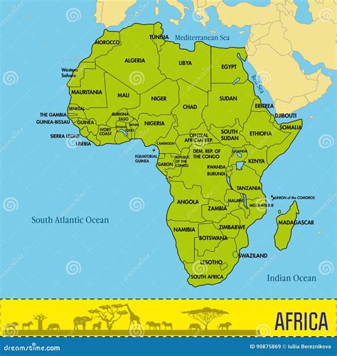 Mappa dell'Africa con evidenziati i Paesi di origine dei progetti CEI