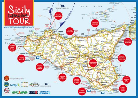 Mappa della Sicilia con i porti commerciali evidenziati