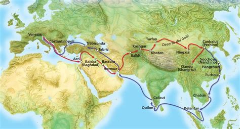 Mappa del viaggio di Marco Polo con indicazione di Saba