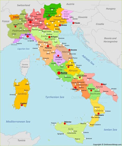 Mappa dell'Italia con indicatori delle principali città dove sono presenti scuole internazionali