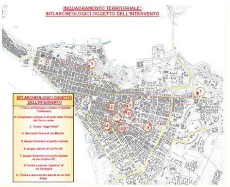 Mappa delle aree archeologiche di Taranto