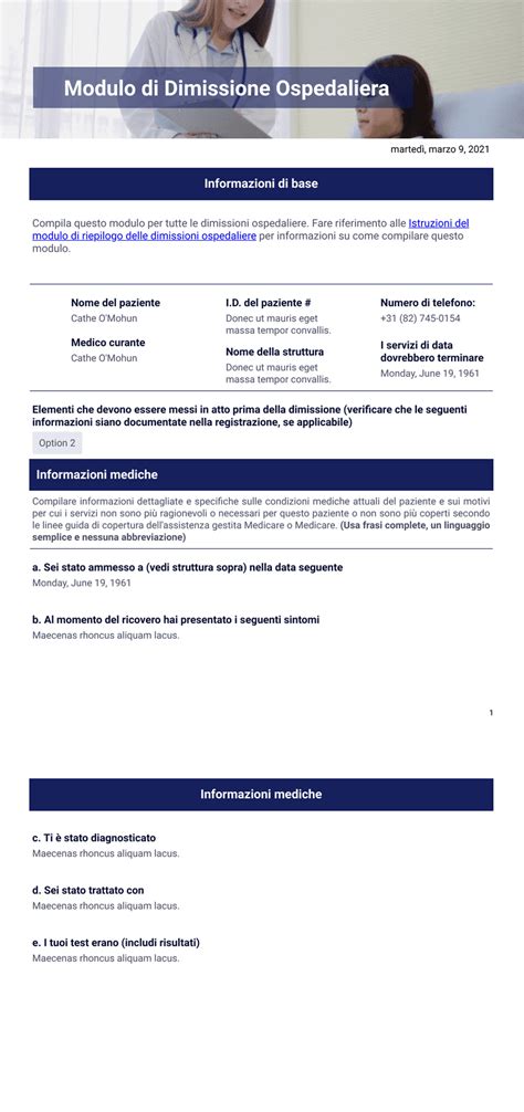 Infografica schematica sul processo di dimissione ospedaliera e follow-up medico