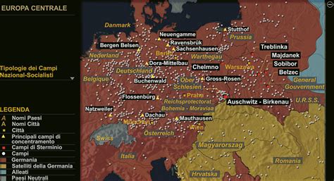 Mappa dei campi di concentramento in cui fu detenuto Teresio Olivelli