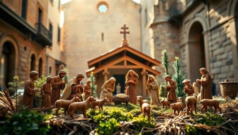 rappresentazione storica delle tradizioni natalizie, inclusi presepe e addobbi