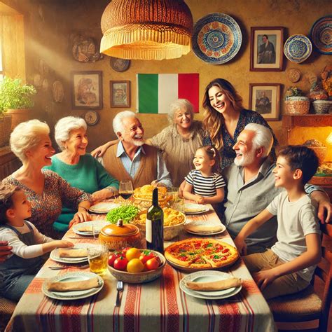 illustrazione storica di una famiglia italiana tradizionale in un contesto rurale