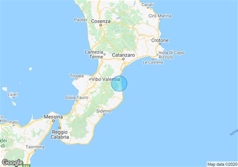 Mappa geografica della Calabria con evidenziato Sant'Andrea Apostolo dello Ionio