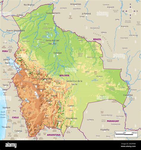 Mappa della Bolivia con evidenziata Cochabamba e il Santuario Virgen de Guadalupe