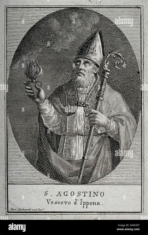 Incisione di Sant'Agostino che medita nel silenzio