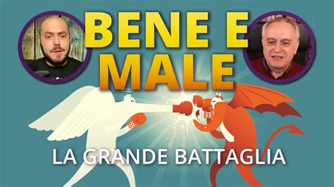 Illustrazione dello scontro tra il bene e il male, con figure angeliche e demoniache