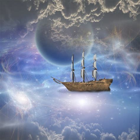 Illustrazione dell'Hokulea che naviga sotto le stelle
