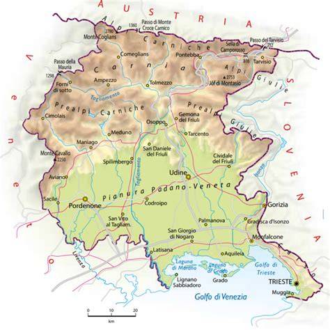Mappa storica del Friuli con evidenza della diocesi di Gorizia nel XVIII secolo
