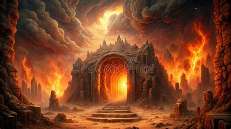 Illustrazione simbolica dell'Inferno con fiamme e anime tormentate