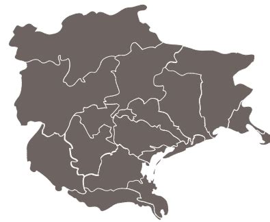 Mappa della regione ecclesiastica Triveneto con evidenziata la Diocesi di Adria-Rovigo