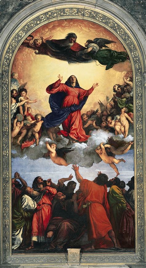 Affresco di Maria assunta in cielo con gli apostoli