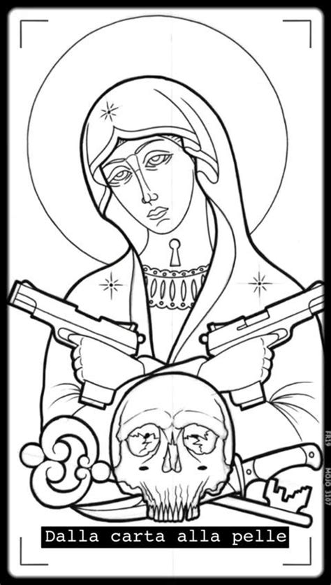 tatuaggio siberiano raffigurante la Madonna con un'arma