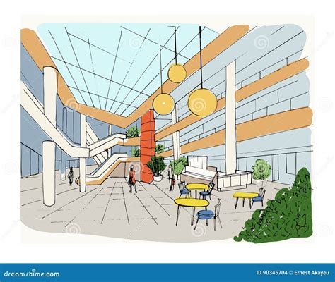 Illustrazione di un moderno spazio commerciale a Prato