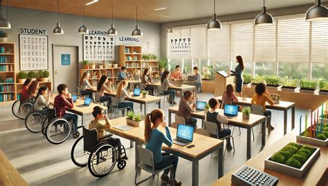 Aula scolastica moderna e inclusiva