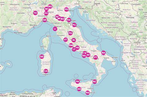Mappa schematica della dislocazione dei centri di accoglienza per minori nell'area flegrea e isolana