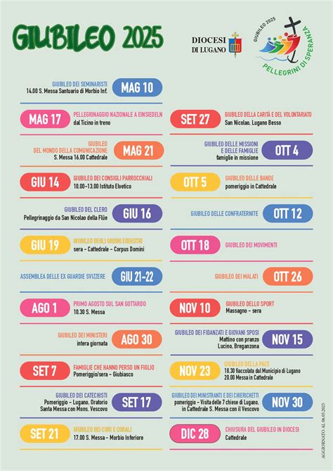 Calendario settimanale degli eventi diocesani con particolare enfasi sulla preghiera per la pace e gli incontri di formazione.