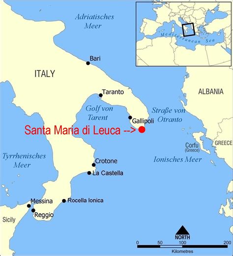 Mappa del porto di Santa Maria di Leuca con indicazione del punto di ritrovo per le escursioni