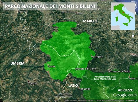 Mappa del territorio di Castelsantangelo sul Nera all'interno del Parco Nazionale dei Monti Sibillini
