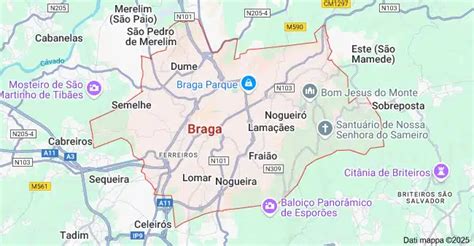 Mappa storica dell'arcidiocesi di Braga e della regione del Minho