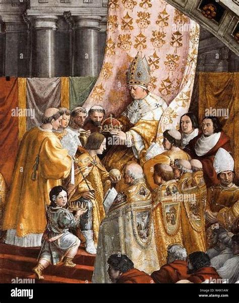 Illustrazione simbolica dell'incoronazione di Carlo Magno da parte di Papa Leone III.