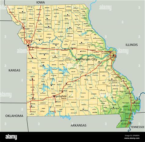Mappa del Missouri con indicazioni dei siti della Chiesa di Gesù Cristo dei Santi degli Ultimi Giorni
